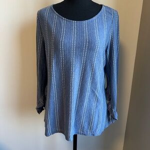*W5* Blue x White Striped Long Sleeve Shirt Size Large